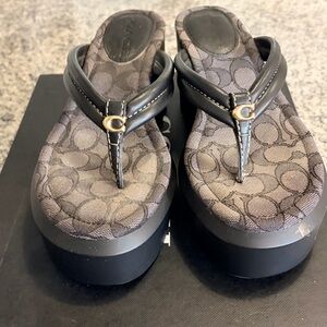 Coach Black and Gray Flip Flops